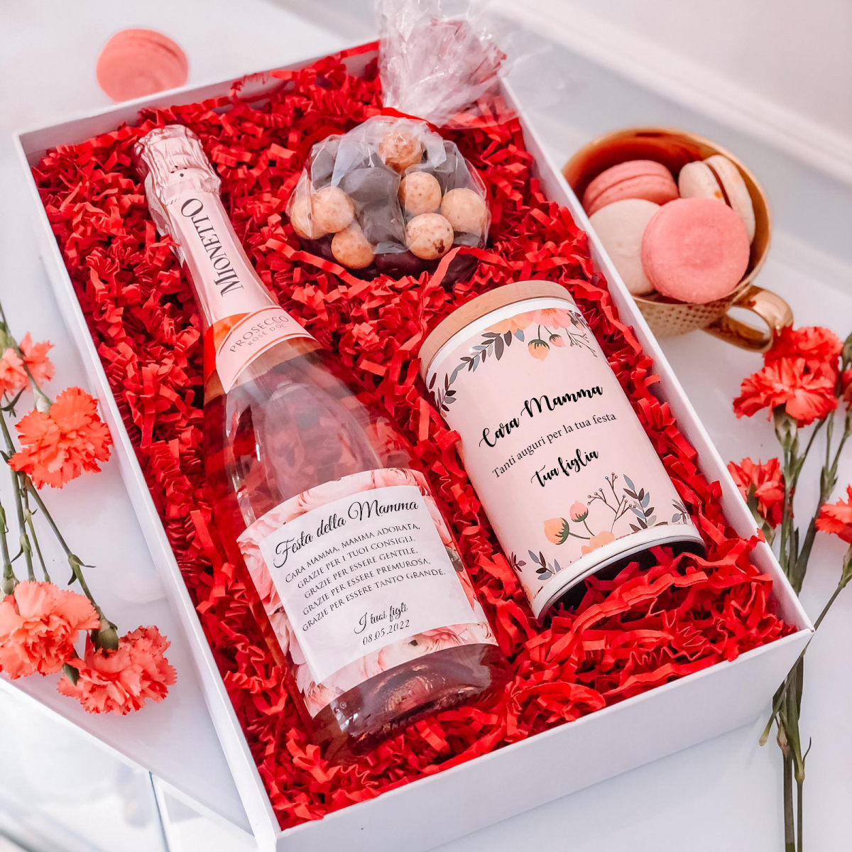 set regalo san valentino con scatola rose profumate