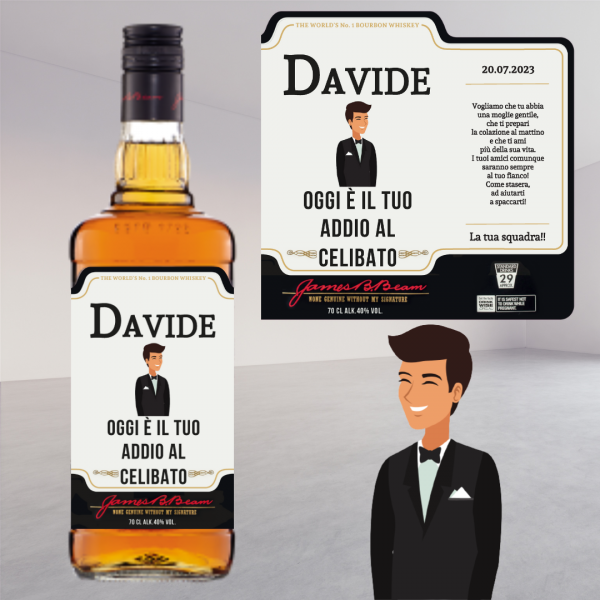 Bottiglia Di Whisky Personalizzata Con Dedica Incisa Al Laser - Vetro Di Alta Qualità, Tappo In Legno